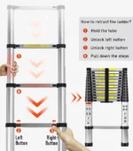3.8m Telescopic Aluminum Ladder Single - Image 2